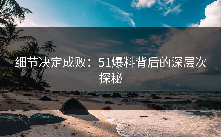 细节决定成败：51爆料背后的深层次探秘